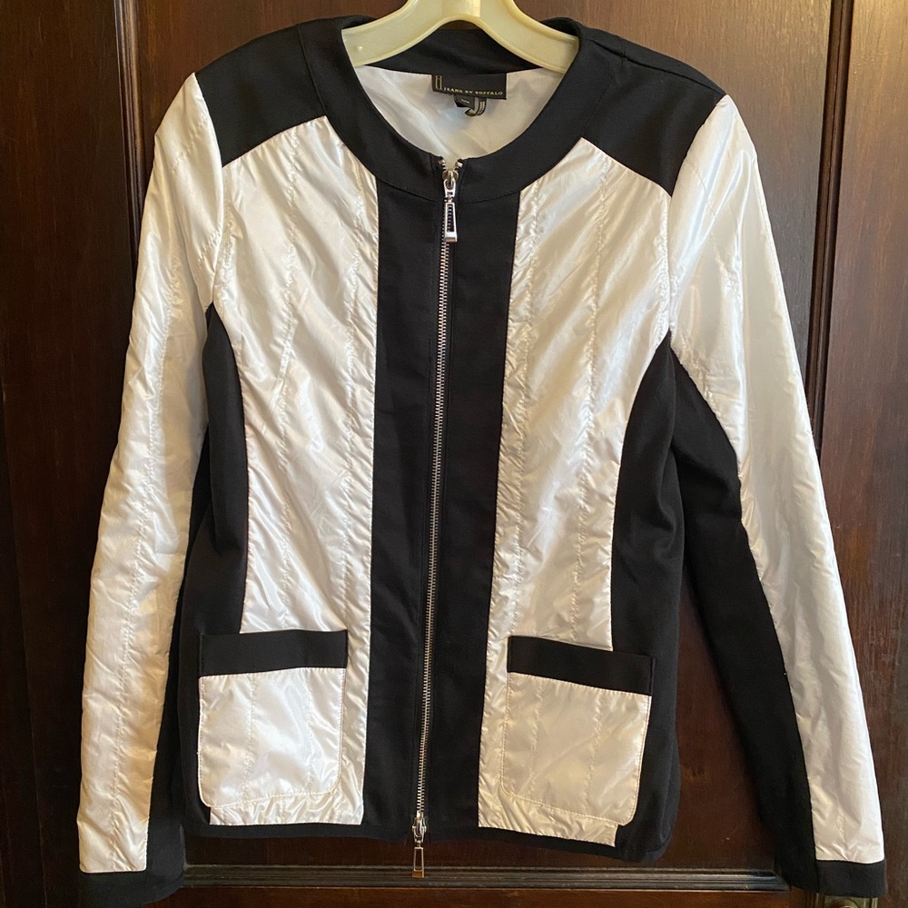 Jeans by Buffalo David Bitton Lightweight Black & White Zip Up Jacket Size Small